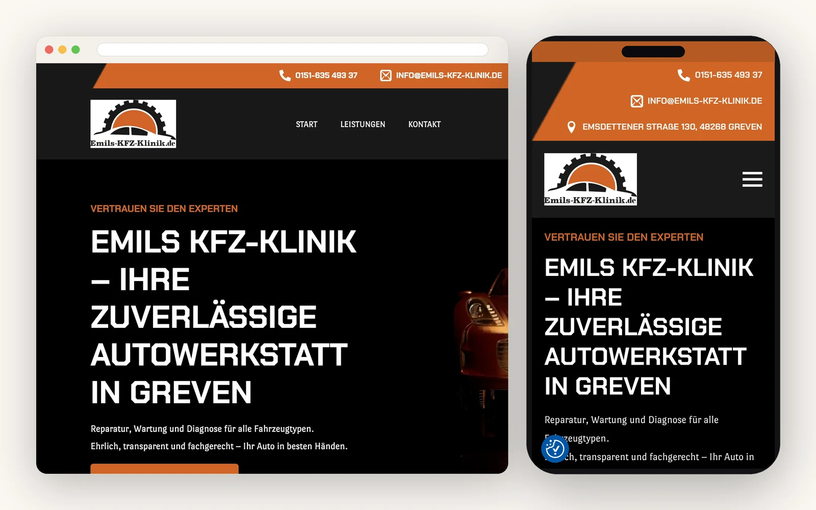 Skjermbilde fra Emils KFZ Klinik