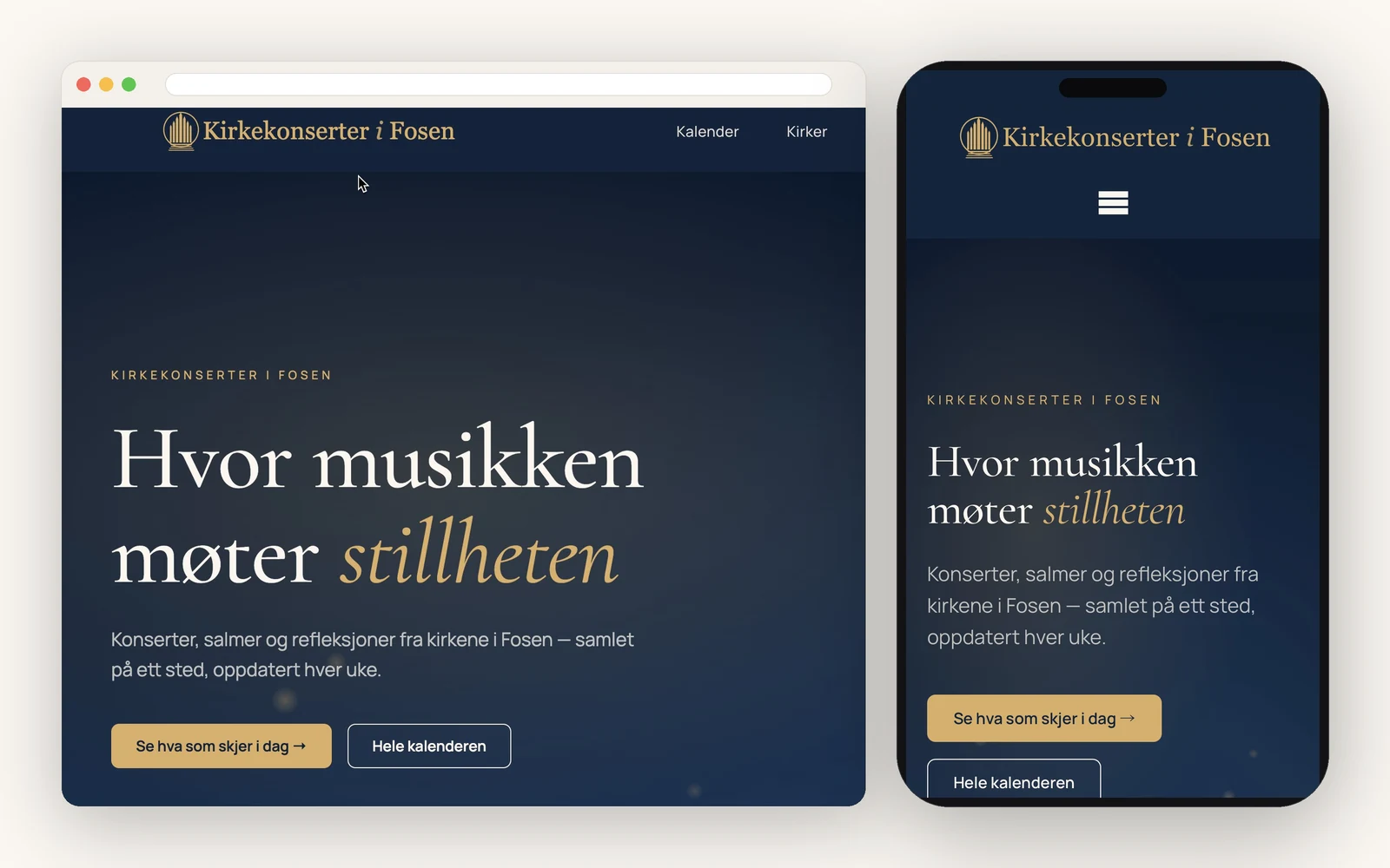 Skjermbilde fra Kirkekonserter i Fosen